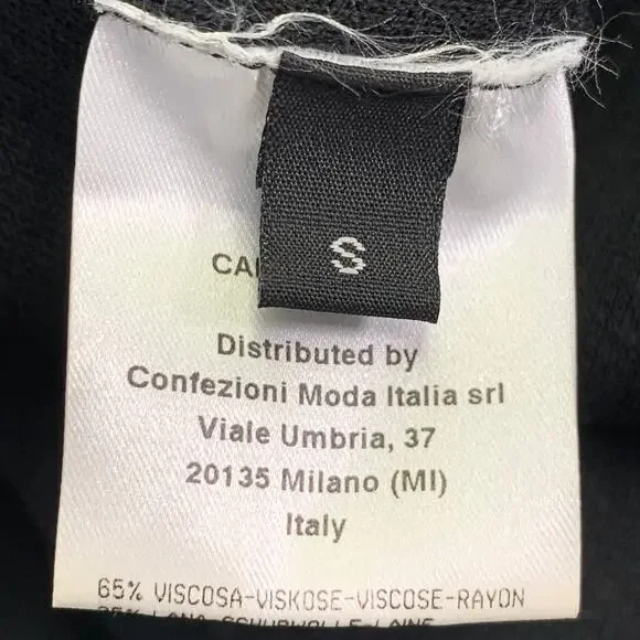 CALVIN KLEIN COLLECTION Size S Black Knit Viscose Virgin Wool T-shirt